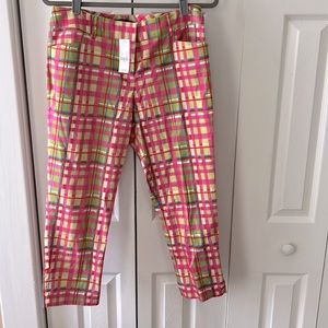 New York & Co. 7th Avenue Colorful Plaid Capri Pants 6